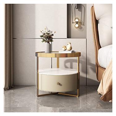 Imagem de Mesa de cabeceira simples moderna mesa de cabeceira quarto mesa de cabeceira pequena prateleiras mesa de cabeceira (cor: latão, tamanho: 50 * 50 * 50 cm)