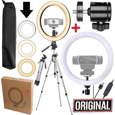 Imagem de Hing Light Completo Luz Led Luminária Tripé Suporte Webcam Flash Estúd