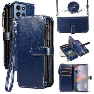 Imagem de Asuwish Capa de celular para Motorola Moto G 5G 2025 com protetor de tela de vidro temperado e cordão com zíper, porta-cartões, suporte, suporte, proteção, acessórios para celular G5G 5 G G5 feminino