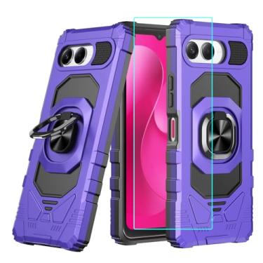 Imagem de Capa T-Mobile Revvl 8 5G com 1 pacote de protetor de tela, proteção protetora híbrida resistente de camada dupla, capa de proteção protetora robusta e elegante com suporte de canto reforçado à prova