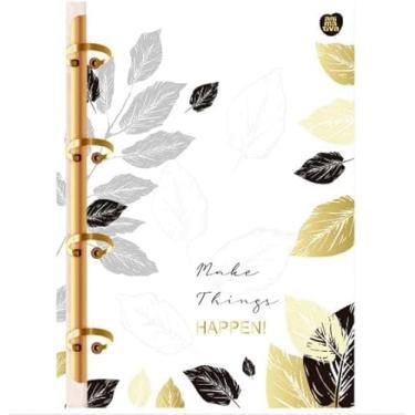 Imagem de caderno fichario 4 fechos colegial argolado 160 folhas happen amazing animativa (branco com folhas)