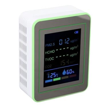Imagem de Karlak Detector Portátil de Medidor de Qualidade do Ar, Monitor de CO2 de Umidade e Temperatura PM2.5 HCHO TVOC para Casa, Bateria Interna Inteligente 6 Em 1 Alimentada Com Exibição Em (Branco e