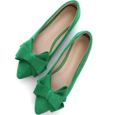 Imagem de Sapatos rasos TN TANGNEST femininos, modernos, com laço, verde, tamanh