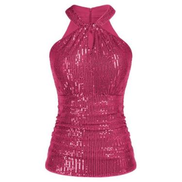 Imagem de Camisetas regatas femininas GRACE KARIN, sem mangas, prateadas