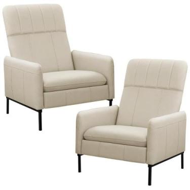 Imagem de Kit 2 Poltronas Decorativa Fixa Retrátil Reclinável Lutor L06 Couro Of