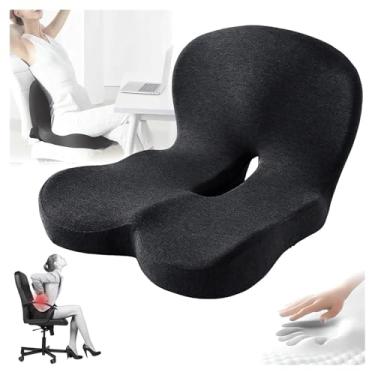 Imagem de Almofadas de assento integradas em forma de L de espuma viscoelástica para motorista de carro, caminhão, ergonômica, almofada lombar em forma de L, alívio da dor ciática, cadeira de escritório