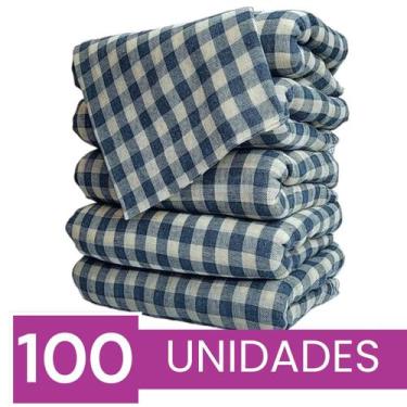 Imagem de Kit Pano De Chão Grande Branco Xadrez 100un Tamanho 75x45 Saco Duplo P