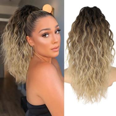 Imagem de Extensão de rabo de cavalo ORSUNCER, cabelo sintético ondulado, 18-30 