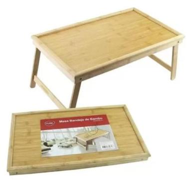 Imagem de Bandeja Café Da Manha Na Cama Em Bambu Pés Dobráveis 50x30cm - Home Go