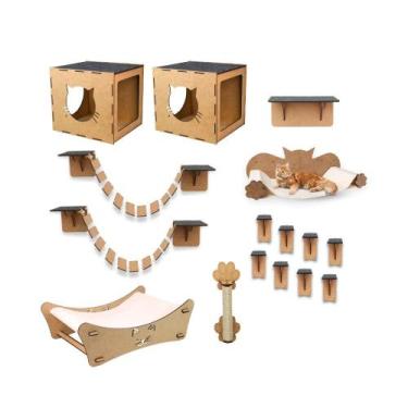 Imagem de Playground Para Gatos 16 Peças Kit Brinquedo de Gato Arranhador Nicho 