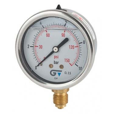 Imagem de Manômetro 63Mm 400 Psi 28 Bar 1/4 Com Glicerina Aço