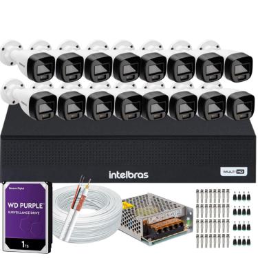 Imagem de Kit Intelbras 16 Cameras Segurança  VHD 3220b+ Microfone Audio Full Color 1080p Dvr 3116c 1TB Purple