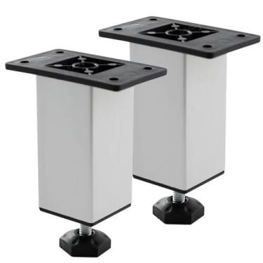 Imagem de Kit 2 Pés Para Móveis 10cm Regulagem De Altura Em Alumínio Com Instala