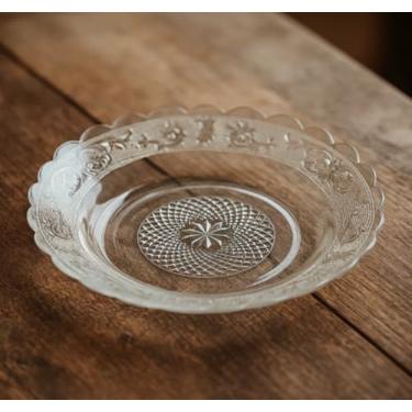 Imagem de Conjunto de Pratos Fundos em Vidro Transparente, Design Clássico com Relevo, 22cm de Diâmetro, 4 Unidades