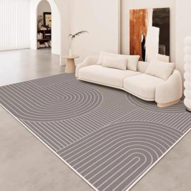 Imagem de Tapete estilo creme para sala de estar, sem manutenção, à prova de som, lavável e lavável, decoração para casa (140 x 200 cm/amarelo claro)