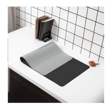 Imagem de Tapete de mesa de couro, tapete de teclado de mesa para laptop de 70 x 30 cm, mouse pad grande usa duas cores em ambos os lados - preto/cinza