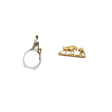 Imagem de Fenteer Escultura Abstrata de E Touro, Estatueta Moderna de Leitoras, Peça Central de Mesa de Fazenda, Arte Animal Chinesa para Decoração de Quarto E M