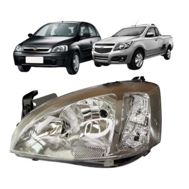 Imagem de Farol Corsa e Montana 2008 á 2012 Foco Duplo Lisa Cromada Lado Direito