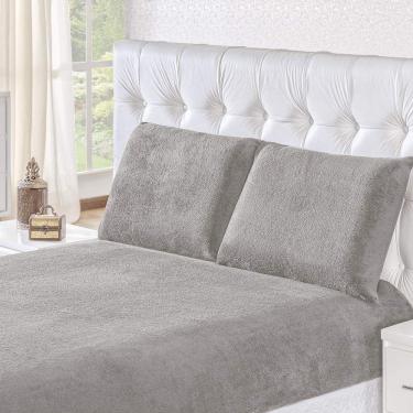Imagem de Jogo De Cama Queen Inverno Manta Flannel 3 Pç - Cinza