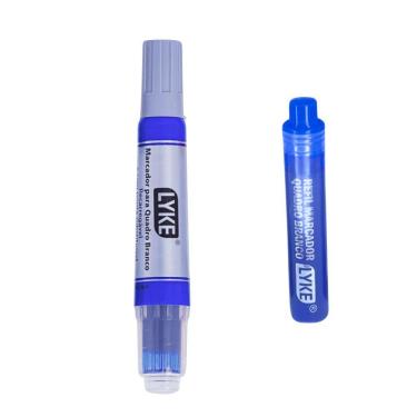 Imagem de Kit Pincel Marcador Quadro Branco Recarregável + Refil Lyke Azul