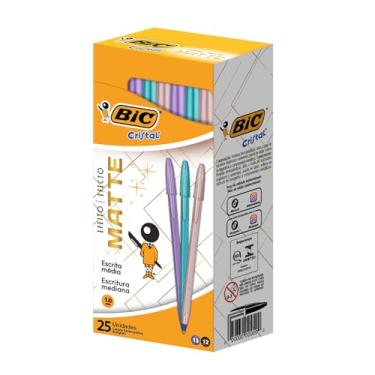 Imagem de 530017 - Caneta Esferográfica Escrita Média, Cristal Efeito Matte, BIC, 25 Unidades Sortidas