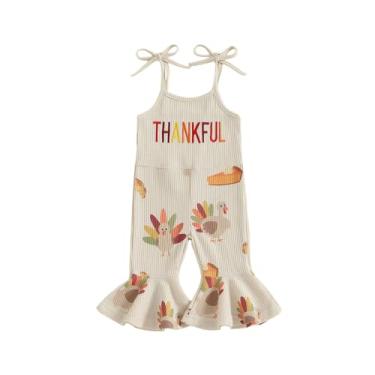 Imagem de Ayalinggo Macacão infantil com nervuras de peru agradecido para meninas, macacão para a família, cáqui, Thankful, 0 a 6 meses