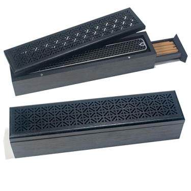 Imagem de Queimador de incenso, suporte de incenso com caixa de armazenamento, suporte de caixão para bastões, suporte de bastão de incenso de madeira e apanhador de cinzas para meditação doméstica/sala de ioga