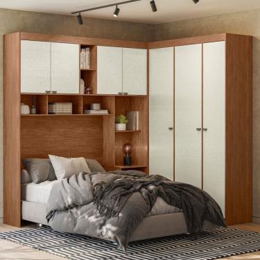 Imagem de Guarda-Roupa Casal Modulado Toledo 7 Portas 4 Gavetas Jatoba/Areia - Pnr Móveis