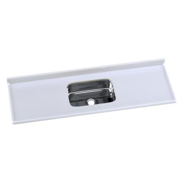 Imagem de Pia De Cozinha Mármore Sintético 160x55cm Com Cuba Aço Inox Multimóveis CR20475 Gelo