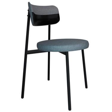 Imagem de Cadeira De Jantar Estofada Fixa Nyka M25 Linho Cinza-preto - Mpozenato