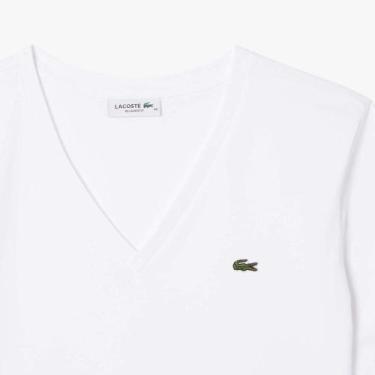 Imagem de Camiseta de Algodão com Gola V e Caimento Relaxado - Lacoste, 36, Bran