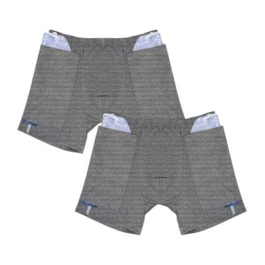 Imagem de Pacote com 2 shorts de algodão para urina, shorts cateter fácil de carregar, roupa íntima pós-cirurgia para colostomia de nefrostomia e estoma
