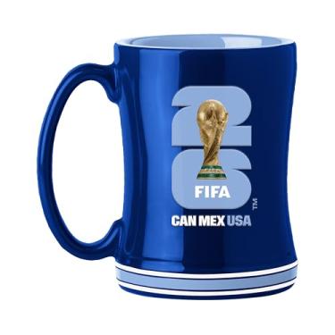 Imagem de Honav Caneca esculpida em relevo da Copa do Mundo 2026 de Futebol dos Estados Unidos 2026 - Caneca de café de cerâmica arrojada com design elevado - presente perfeito para fãs e colecionadores de