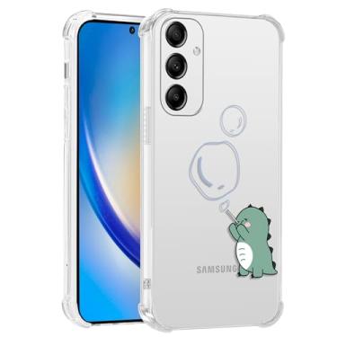 Imagem de Zrutru Capa de telefone transparente de dinossauro fofo para Samsung Galaxy A35 5G 6,6 polegadas, capas de animais de desenho kawaii, capa estética engraçada para mulheres e meninas, capa protetora