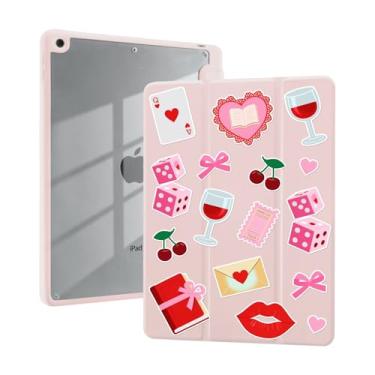 Imagem de AdorableWhimsy Capa rosa colagem preppy para iPad Air 11 polegadas M3 2025/M2 2024/iPad Air 5 2022/Air 4 2020 10,9 polegadas design bonito estética feminina com três dobras capa de couro transparente