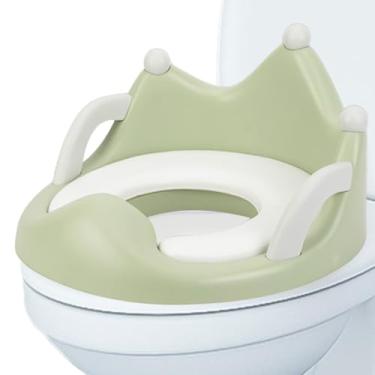 Imagem de Assento sanitário para crianças,Assento sanitário infantil, infantil confortável e antiderrapante com alças | de treinamento penico com encosto, treinador de banheiro portátil