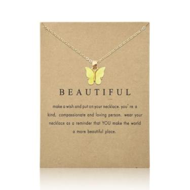 Imagem de Presentes de aniversário e Natal para mulheres, lindos colares com pingente de borboleta, presente para filha, neta, amigas, Small, Acrílico, Sem Pedra Preciosa