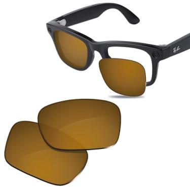 Imagem de Glintbay Lentes de óculos de sol de substituição 100% precisas para Ray-Ban Meta RW4012 Wayfarer (Gen 2) 50 mm, Espelhado dourado bronze polarizado, Small