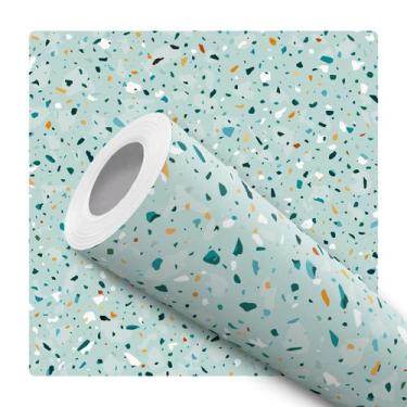 Imagem de Papel de Parede Vinílico Terrazzo Granilite Verde Quarto Sala 10m - DE