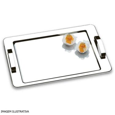 Imagem de Bandeja Átina em Aço Inox Brinox com Alça 40 x 28 cm, Prata