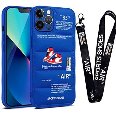 Imagem de Capa legal para iPhone 13 Pro Max, capa acolchoada de telefone com marca de sapatos esportivos Puffy Cove, tênis vermelho frio em branco ou preto padrão de etiqueta macia ultrafina de silicone macio à prova de choque para iPhone