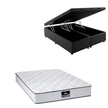 Imagem de Cama Box Baú Bipartida Blindada com Colchão Doss Molas Ensacadas 30cm (CORINO PRETO, Queen)