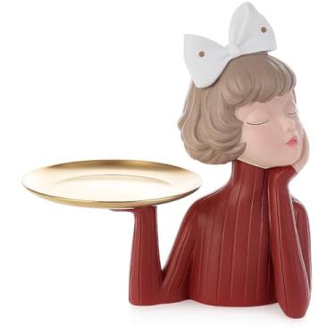 Imagem de Porta-Pratos Decorativo em Cerâmica Vermelha com Laço Branco, Suporte para Pratos, Estilo Vintage