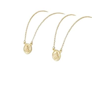 Imagem de Escapulário Ouro 18k Oval Elos Portugueses 60 Cm Dupla Face