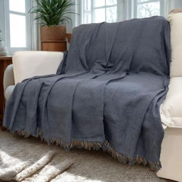 Imagem de Manta para Sofá Capa Protetora 2,40 x 1,80 Gigante Algodão Cama Decorativa Colcha Coberta(King Cinza Grafitte)
