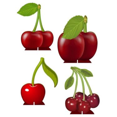 Imagem de KIT 4 Displays Cereja 20cm - Vinil Fosco Sem Reflexo - Totem Decoração Festa Infantil Aniversário