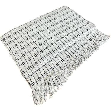 Imagem de Manta Tijolinho para Sofá Grande Gigante 2,40 x 1,80(Cru c/Preto)