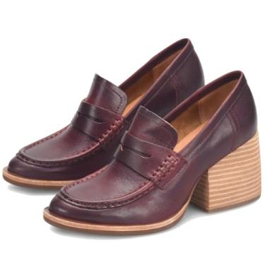 Imagem de MOOMMO Mocassins femininos com plataforma grossa, bico redondo, fechado, sem fecho, mocassins, camurça, bloco de camurça, sapatos Oxford, formal, clássico, salto grosso, vestido, mocassim para