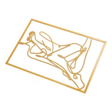 Imagem de Decoração de Arte de Parede de Metal Arte Feminina Decoração de Parede Minimalista Moderna Arte de Ferro Inovadora Linha de Metal Decoração de Arte de Parede para Sala de Estar