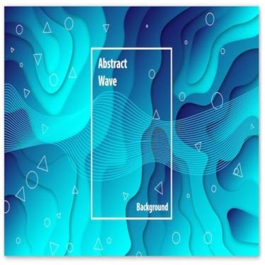 Imagem de Quadro Decorativo Paper Wave Cut Liquid Background Azul Moderno para Ambientes Internos 40x40cm